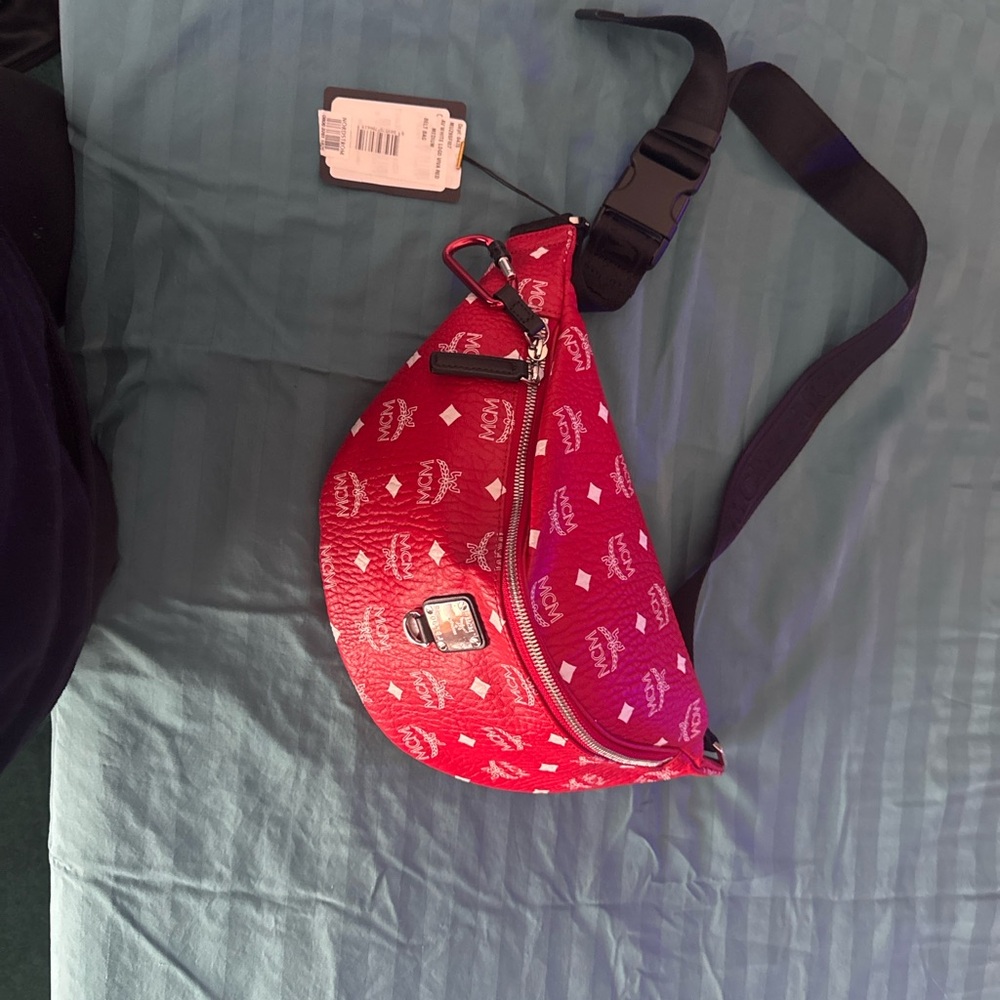 MCM Red Logo Belt Bag